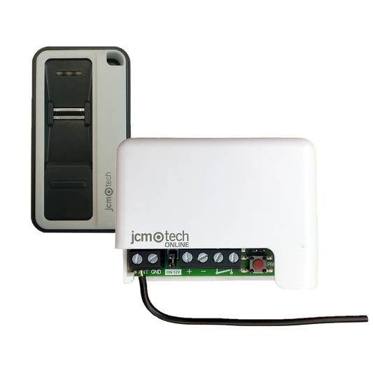 Sistema universal de jcm tech de un receptor pequeño y un mando biométrico que se activa con la huella dactilar.